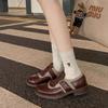 Zapatos de Cuero Brogue Estilo Nuevo con Patrones Tallados, Nuevo Estilo Otoño, Zapatos Oxford Monk Retro Británicos para Mujer