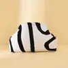 Bolso de Mano de Punto Rayado, Bolso de Mahjong, Versátil Portátil para el Día a Día, Tejido con Clip de Almacenamiento, Bolsa de Maquillaje, Gran Capacidad