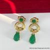 Qingdao Zhonggu vintage moda leve luxo galvanizado ouro real incrustado gota de água verde elegante all-match brincos brincos