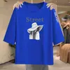 Camiseta de manga tres cuartos para comercio exterior transfronterizo, camiseta casual estampada de corte holgado para mujeres de mediana edad y mayores