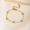 Cross-border Hot Selling Simples Estilo Fresco All-match Branco Pérola Clavícula Corrente Brincos Redondos Terno Jóias Pulseira de Aço Titânio para Mulheres