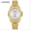 Relojes de Moda Longbo para Hombre y Mujer con Incrustaciones de Diamantes para Comercio Exterior, Relojes de Pareja de Venta Caliente Transfronteriza, Relojes de Cuarzo con Correa de Acero Impermeables Luminosos
