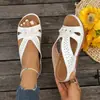 Sandalias romanas huecas de suela gruesa de gran tamaño para comercio exterior transfronterizo para mujer, nuevo estilo de verano 2026 sandalias de cuña para mujer para uso en exteriores