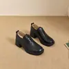 Otoño 2026 Nuevos Zapatos Casuales Cómodos de Cuero con Cordones Estilo Británico Mocasines JK Mary Jane Tacón Medio Zapatos para Mujer