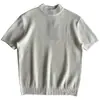 Camiseta de Punto de Manga Corta para Hombre, Cuello Semi Alto, Textura de Canalé, Estilo Old Money, Seda de Hielo, Verano, Venta al por Mayor de Fábrica Transfronteriza