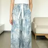 Calça de Pijama Longa de Algodão Seda Feminina Verão plus size Solta Pijama Feminino Verão Algodão Fina Calça de Perna Larga