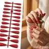 Puntas de Uñas Europeas y Americanas de Moda de Gama Alta Mate de Punta Larga, Colección de Color Sólido, Piezas para Uñas, 24 Piezas