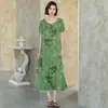 2026 Nueva Moda Elegante Camisón de Algodón y Seda para Madres de Mediana Edad y Mayores, Cómodo y Versátil, Se Puede Usar Afuera, Vestido de Rayón Talla Grande
