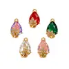 Colgante de circonio chapado en cobre con encaje, forma de gota de agua ovalada, accesorios para pendientes, pulseras, collares, joyería hecha a mano, colgantes con incrustaciones de diamantes