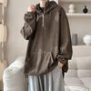Suéter Marrón Americano con Media Cremallera para Hombre Marca de Moda Talla Grande Sudadera con Capucha Pesada y Dura Estilo Nuevo de Primavera y Otoño Chaqueta Guapa