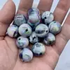 Cuentas Redondas de Mabei de Doble Color Colorido con Recubrimiento UV de 16 mm, Agujero Recto, Accesorios de Cuentas para Cadena de Teléfono Móvil, Joyería Hecha a Mano para Bricolaje