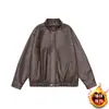 [Traje de Berlim] JK93 com forro de fleece Outono e Inverno Estilo Retrô Couro Estilo Motociclista Simples e Solto para Homens e Mulheres