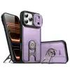 Capa de Celular com Janela Deslizante 2 em 1 Cobertura Total Adequada para Apple 17 com Suporte Integrado Rotativo Oculto de Liga de Zinco