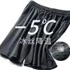 Shorts de Seda de Gelo Masculino Verão Esportivos Roupa Externa Casual Tendência Soltos Malha Fina Secagem Rápida Cinco Pontos Calças com Ar Condicionado