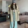 Gabardina con Capucha y Botones Única para Mujer, Inspirada en el Diseño de Primavera y Otoño, Longitud Media, Estilo Casual Holgado, Transfronterizo