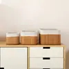 Estilo Pastoral Balde de Armazenamento Trançado de Bambu Caixa de Armazenamento Trançada de Palha para Cosméticos de Mesa Brinquedos Lanches Roupas Balde de Armazenamento Trançado de Bambu