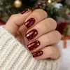 Uñas Press-On Cuadradas Cortas en Combinación de Colores Blanco-Rojo con Elegantes Adornos de Estrellas Doradas, Uñas Postizas Removibles, Pegatinas de Arte para Uñas