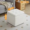 Banqueta para Trocar Sapatos na Entrada, Banqueta Baixa para Uso Doméstico, Banqueta com Armazenamento, Cor Café, Pode Ser Usada para Sentar, Banqueta com Armazenamento para os Pés, Banqueta Quadrada Moderna para Sofá