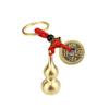 Llavero de calabaza de cobre con cinco monedas del emperador, colgante personalizado, creativo, pequeño, joyería, ábaco, llavero de coche para hombre, adornos