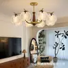 Lustre de Sala de Estar Estilo Francês Mid-Century de Designer, Luz Principal de Hall, Luminária de Liga Metálica Floral Vintage de Alto Padrão com 6 Luzes