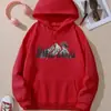 Sudadera con Capucha Estampado de Montaña, Sudadera Casual con Cordón, Invierno y Otoño, Ropa para Mujer
