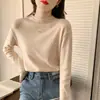 Suéter tejido temperamental y único, prenda interior de cuello alto medio, primavera, otoño e invierno, corte ajustado, suéter de manga larga a la moda para mujer