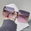 Novos Óculos de Sol Sem Aro com Borda Cortada Anti-UV Óculos de Sol Explosivos para Mulheres Tendência Celebridade da Internet TikTok Ins Mesmos Óculos de Sol