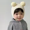 Gorro de Lana Gruesa para Bebé de Otoño e Invierno Estilo Coreano Lindo Gorro de Felpa con Protección para las Orejas Unisex para Niños Cálido Gorro de Punto Pullover