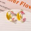 Brinco de Lua Gradiente Rosa Amarelo Estilo Doce Ambiente com Acessórios de Resina Pendurados Brincos DIY Acessórios para Brincos