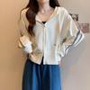[Original] Suéter deportivo a rayas de talla grande para chica gordita de otoño, abrigo holgado y ajustado con capucha para mujer