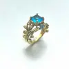 Huajie Más Vendido Anillo de Gama Alta Oro Rosa Retro Rama de Vid Flor Anillo Creativo para Mujer
