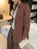 Camisa de Lino Rayada Tejida por Color Estilo Old Money para Mujer, Nueva Simple Casual Elegante de Manga Larga Otoño/Invierno 2026 para Usar en Capas