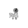 Hengsen Exquisite Brinco Stud para Cartilagem da Orelha com Zircônia em Forma de Coração e Laço, Rosca Interna, Liga de Titânio, Piercing com Rosca Interna F136