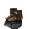 Botines Retro Dulces Geniales con Remaches Plegables para Mujer 2026 Otoño/Invierno Nueva Llegada Gamuza Merade Versátiles Plegables Botines Estilo Western