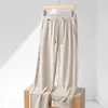 Calça Casual de Seda de Gelo de Alta Qualidade para Homens 2026 Novo Estilo de Verão Fina Calça Masculina com Caimento Solta Reta Elástica para Homens