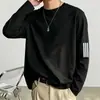 Camiseta de manga larga para hombre, capa interior de otoño para hombre, camiseta base elástica de corte holgado, camiseta estampada estilo coreano ins para hombre