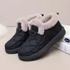 Botas de Nieve Nuevas de Invierno sin Cordones Felpa Engrosada Cálidas Zapatos de Algodón para Mujer Impermeables Antideslizantes Zapatos para Madre de Mediana Edad y Ancianos