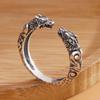 Chiba 2024 Nuevo Año del Dragón Tallado para Hombre Retro Personalizado Estilo Étnico Francés Antiguo Anillo Ssangyong de Plata Tailandesa Dominante
