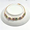 Novo Estilo Chinês Flor Pequena de Cinco Pétalas Esmaltada Pulseira Multicor Esmalte Gotejado Flor com Strass Inlaid Corrente de Flores Fonte de Fábrica Joias Manuais Atacado