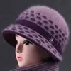 Chapéus de Inverno para Mulheres de Meia-Idade e Idosas, Chapéus de Lã Quentes de Tricô à Prova de Frio para Mulheres, Chapéus Grossos de Veludo de Algodão para Avós