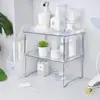 Prateleira Empilhável para Bancada de Cozinha, Prateleira de Armazenamento para Banheiro, Prateleira de Armazenamento em Camadas para Armário, Organizador Dobrável para Escritório