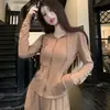 Conjunto de Dos Piezas para Mujer: Cárdigan con Capucha Estilo Puro Deseo, Manga Larga, Chaqueta y Pantalones de Pierna Ancha, Novedad de Primavera y Otoño