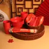 Novo Conjunto de Louça Descartável de Casca de Arroz Vermelha - Pratos, Hashis, Copos e Colheres - Banquete de Casamento, Ano Novo, Aniversário - Louça Festiva
