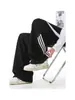 Calça Moletom Deconstruída Listrada Masculina Outono Estilo Americano Pesado Preguiçoso Design Casual Solto Calças Esportivas Casuais Retas