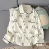 Conjunto de Pijama de Algodón Nube Otoño 2026 Manga Larga Pantalón Largo Cuello de Muñeco de Dibujos Animados Ropa de Casa (Sin Almohadillas para Sujetador)