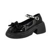 Sapatos Pequenos de Couro Moda Francesa para Mulheres 2026 Outono Novo Estilo Britânico Laço Solado Grosso Pérola Sapatos Mary Jane