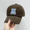 Chapéu de Baseball Ursinho Fofo Outono e Inverno Masculino e Feminino Estilo Coreano Moderno Versátil Boné de Estudante Chapéu de Sol Bordado Desenho Animado