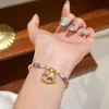 Moderna Cadena para Clavícula con Colgante de Caballo Mecedora de Esmalte Morado Perla Shijia para Mujer, Pulsera de Moda de Nicho de Lujo Ligero