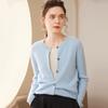 Cardigan de Malha de Caxemira com Gola Redonda Feminino Manga Longa Solto Outono e Inverno Novo Estilo Top Versátil Confortável Macio e Amigo da Pele