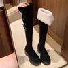 Botas largas plegables de ante de dos vías Melard para mujer, nuevo estilo otoño e invierno 2026, para personas menudas, con tacón grueso y suela gruesa, botas de equitación hasta la rodilla